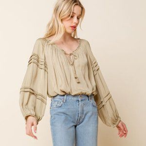Free People All Tucks Blouse Bodysuit